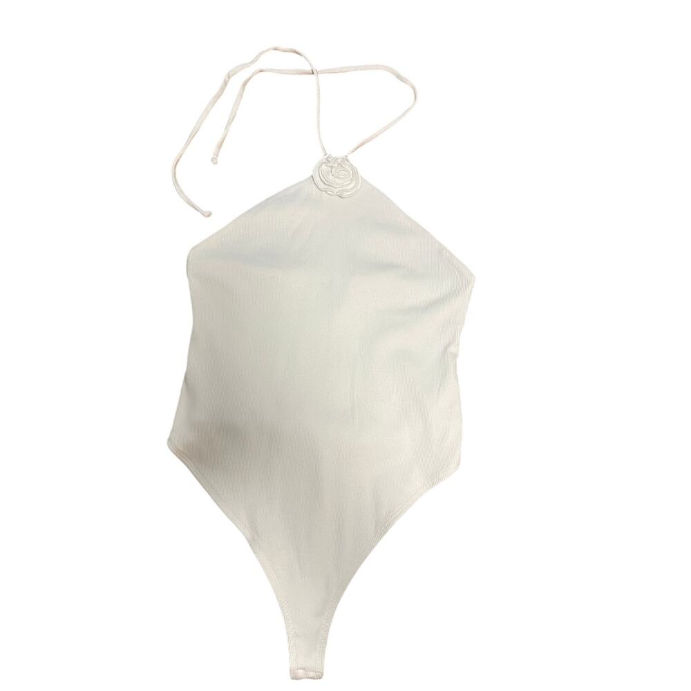 White Halter Bodysuit  womens size M Brand Wild Fable